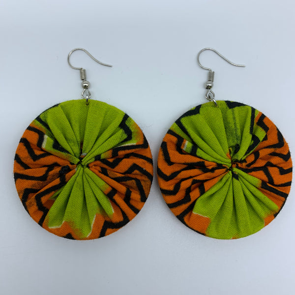 African Print Earrings-Round S Orange Variation 5 - Lillon Boutique