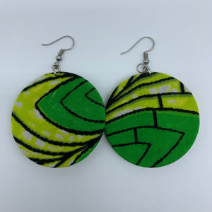 African Print Earrings-Round S Green Variation 16 - Lillon Boutique