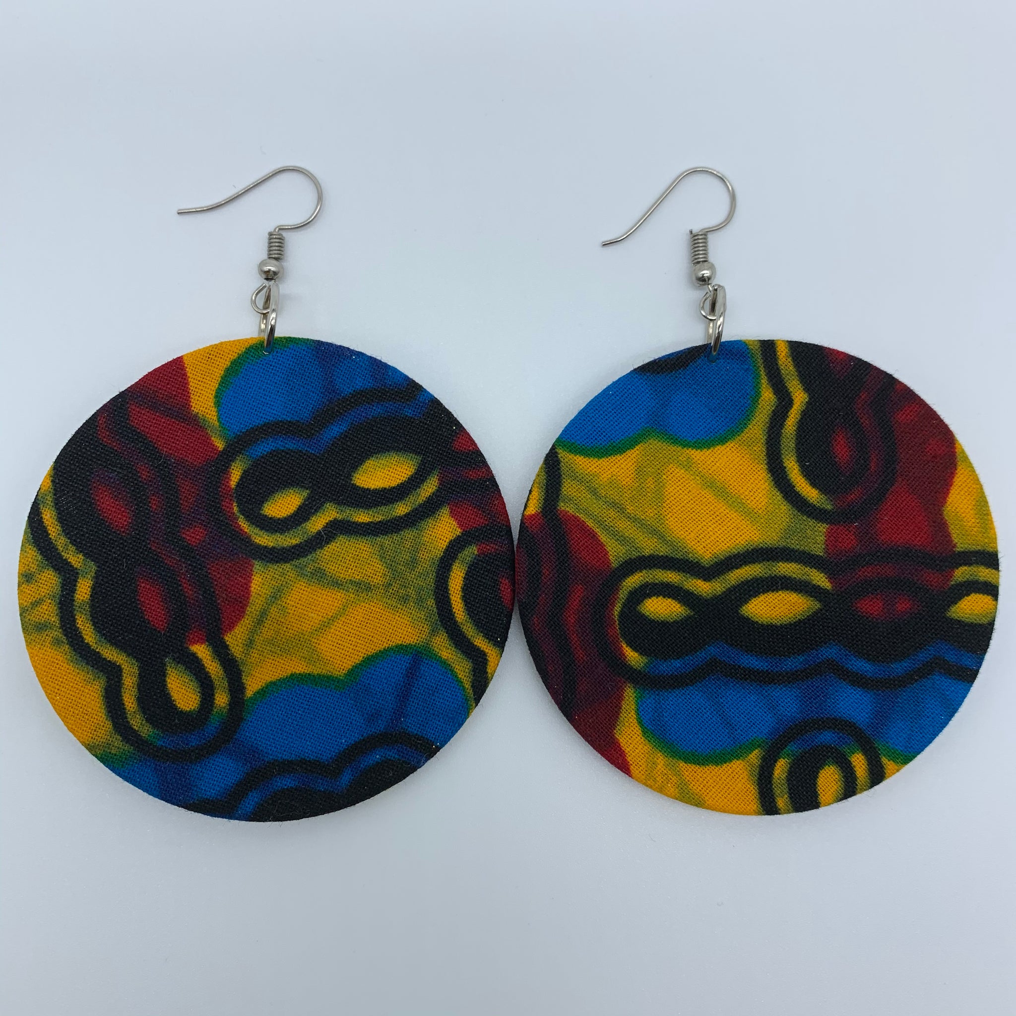 African Print Earrings-Round M Yellow Variation - Lillon Boutique