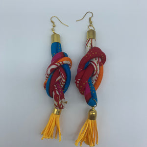 African Print Earrings-Knotted L Red Variation - Lillon Boutique