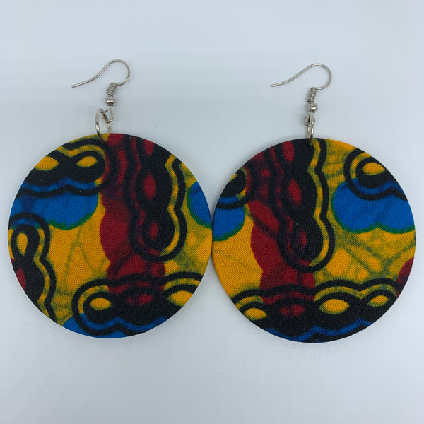 African Print Earrings-Round M Yellow Variation 10 - Lillon Boutique