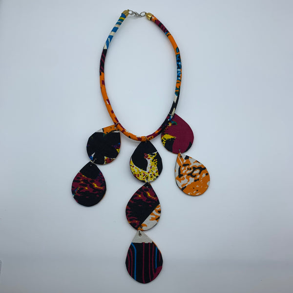 African Print Bangle Necklace -Orange Variation