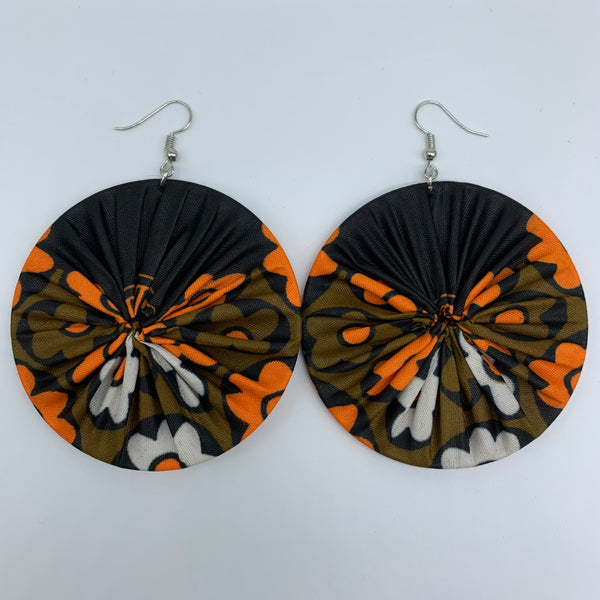 African Print Earrings-Round L Black Variation 5