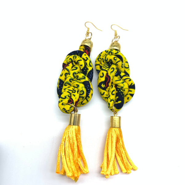 African Print Earrings-Knotted L Yellow Variation 15