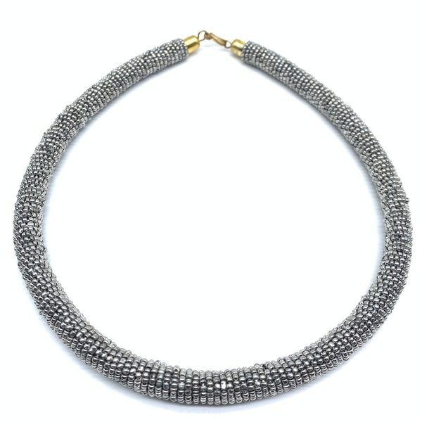 Bead Bangle Necklace-Silver Variation