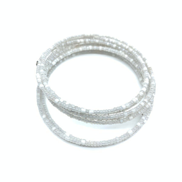 Beaded Coil Bracelet-White 2