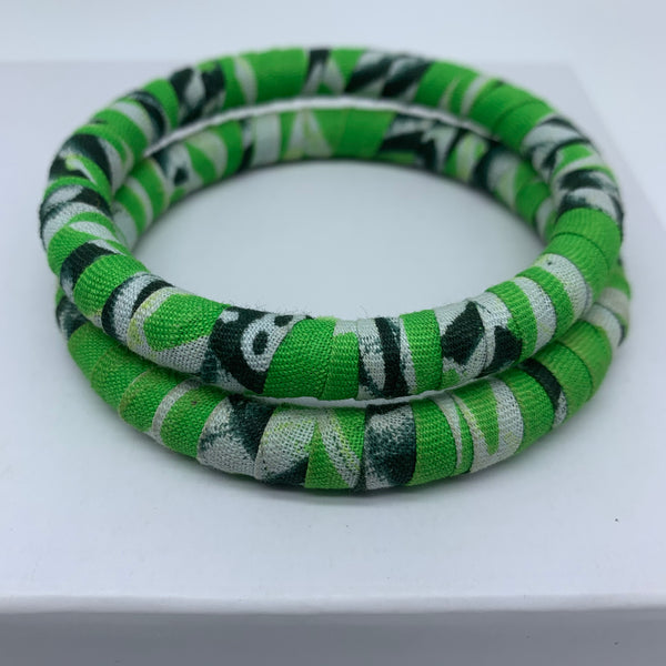 African Print Bangle-Green Variation 2 - Lillon Boutique