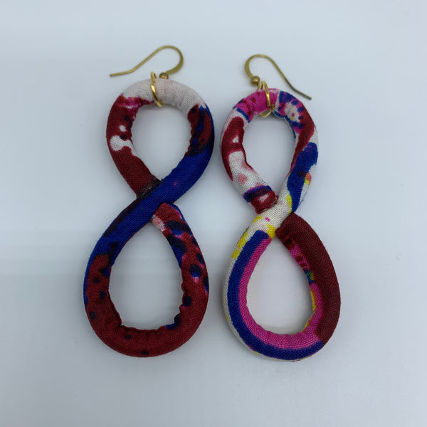 African Print Earrings-Number 8 Blue Variation