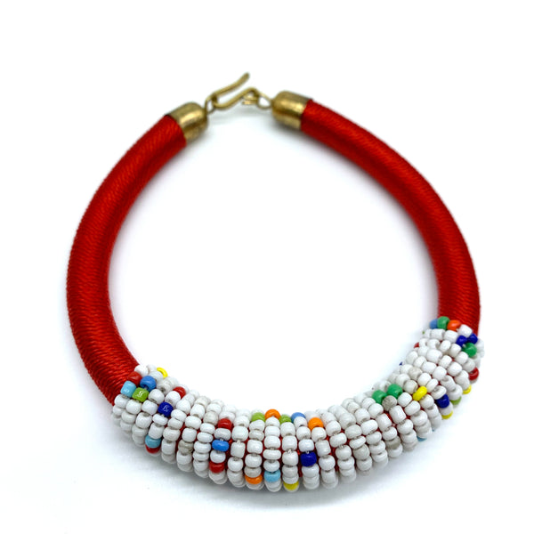 Beaded Thread Bangle-Red Variation 3