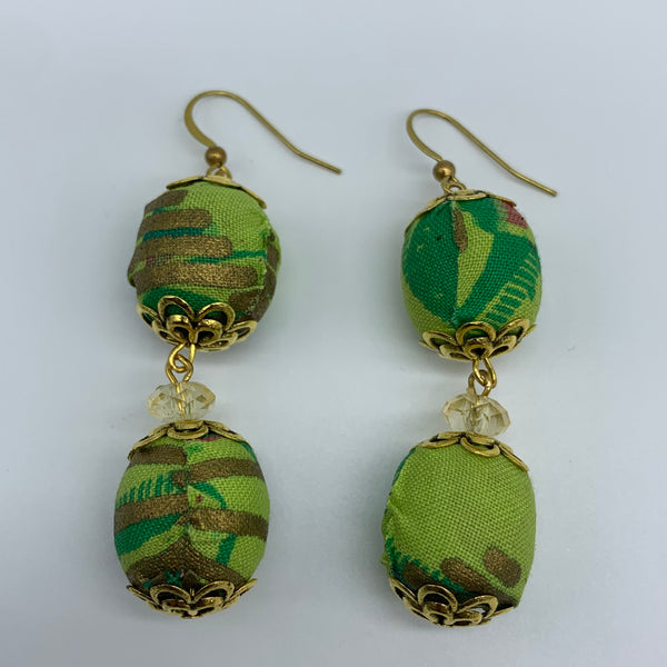 African Print Earrings-Ama Green Variation