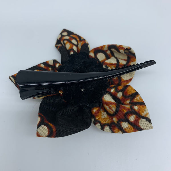 African Print Hair Clip-M Flower Style Brown Variation