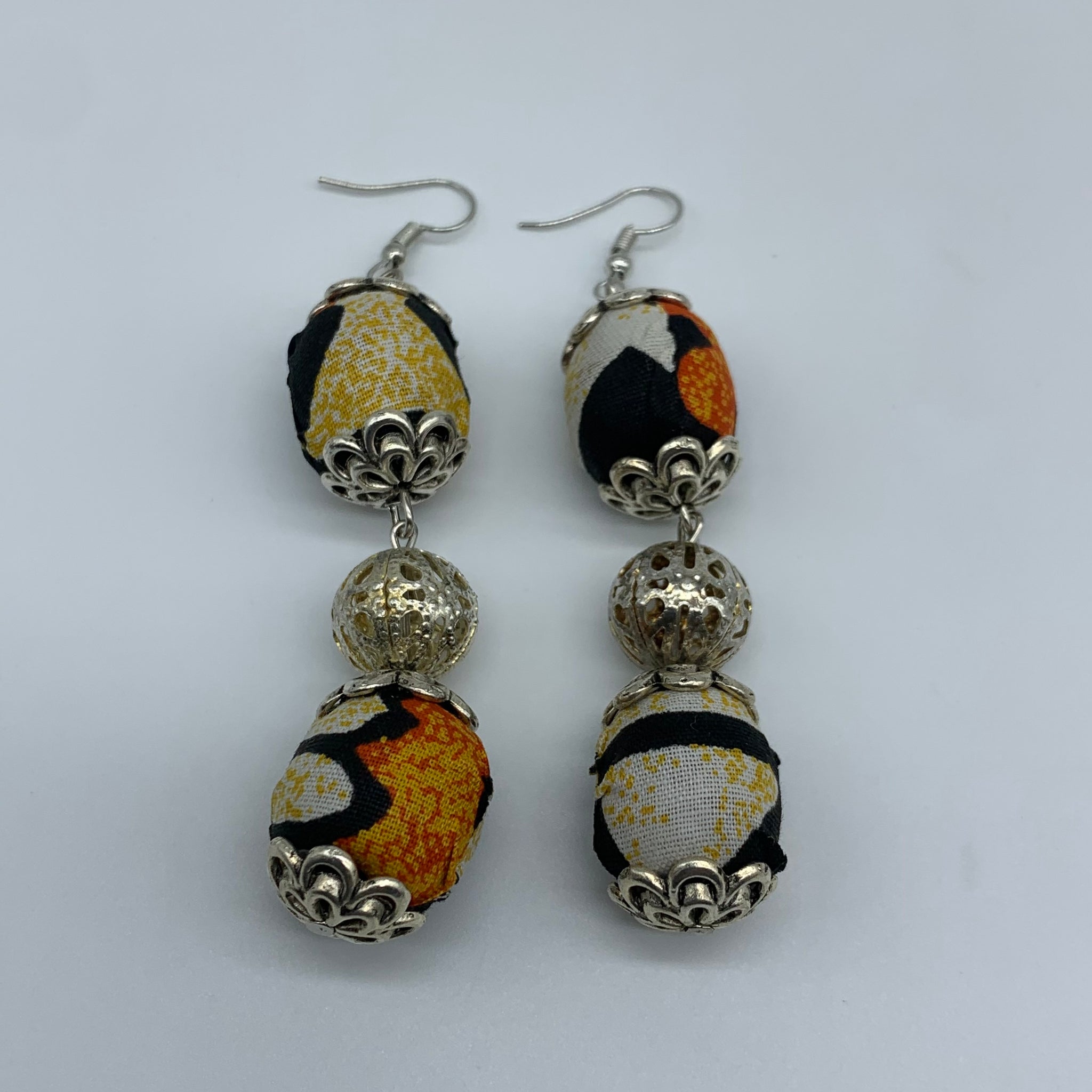 African Print Earrings-Ama Bling Orange Variation