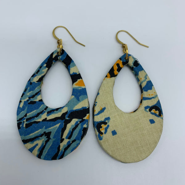 African Print Earrings-Muna Blue Variation 3