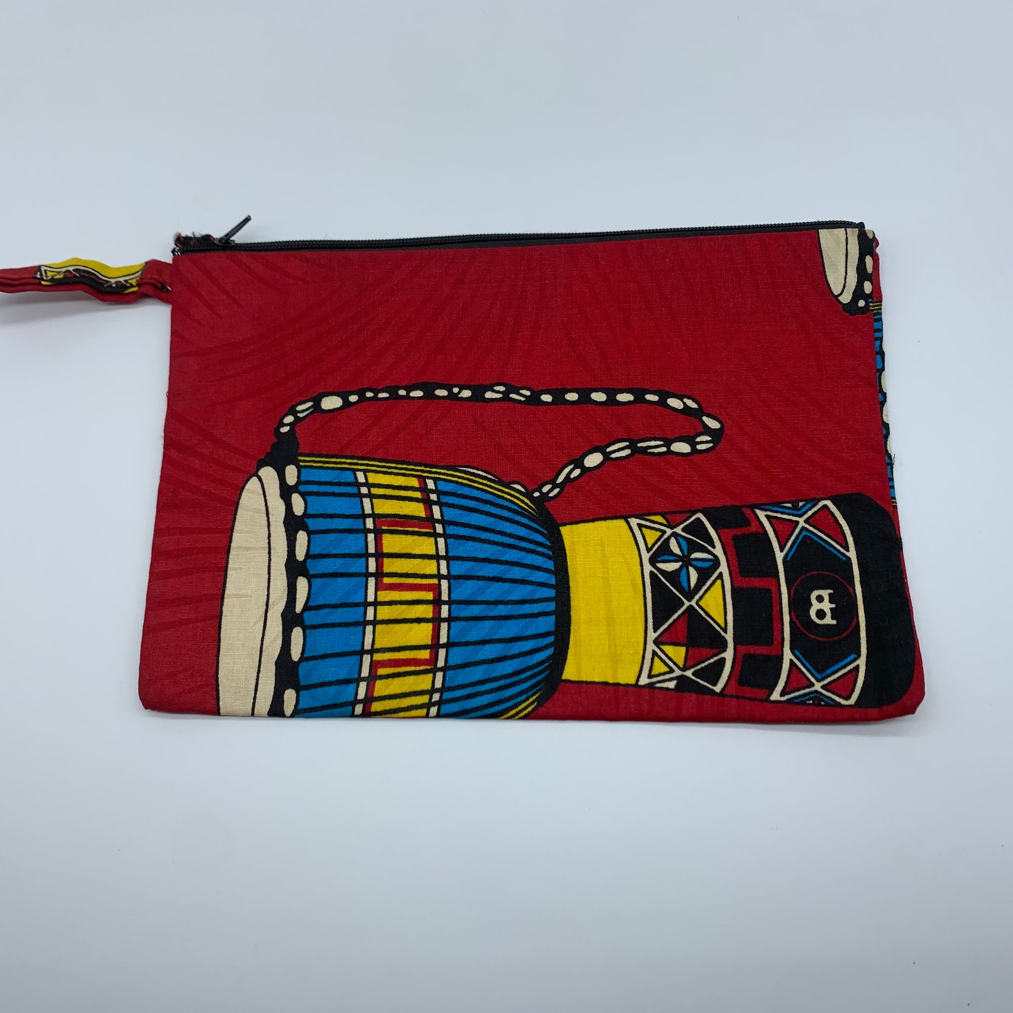 African Print Zoba Zoba Make Up Bag/ Pouch-XL Red Variation