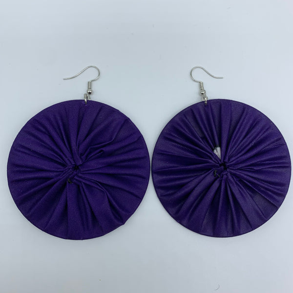 African Print Earrings-Round L Purple Variation