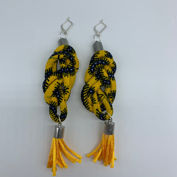 African Print Earrings-Knotted L Yellow Variation 6