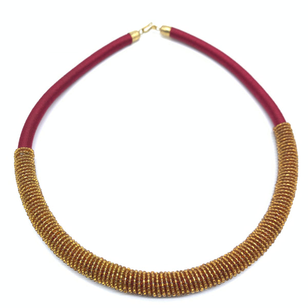 Beaded Thread  Bangle Necklace-Red Variation 2