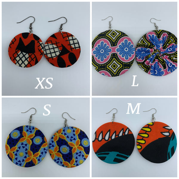 African Print Earrings-Round S Yellow Variation 2