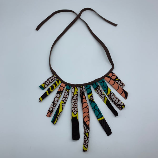 African Print Fabric Necklace -Brown Variation