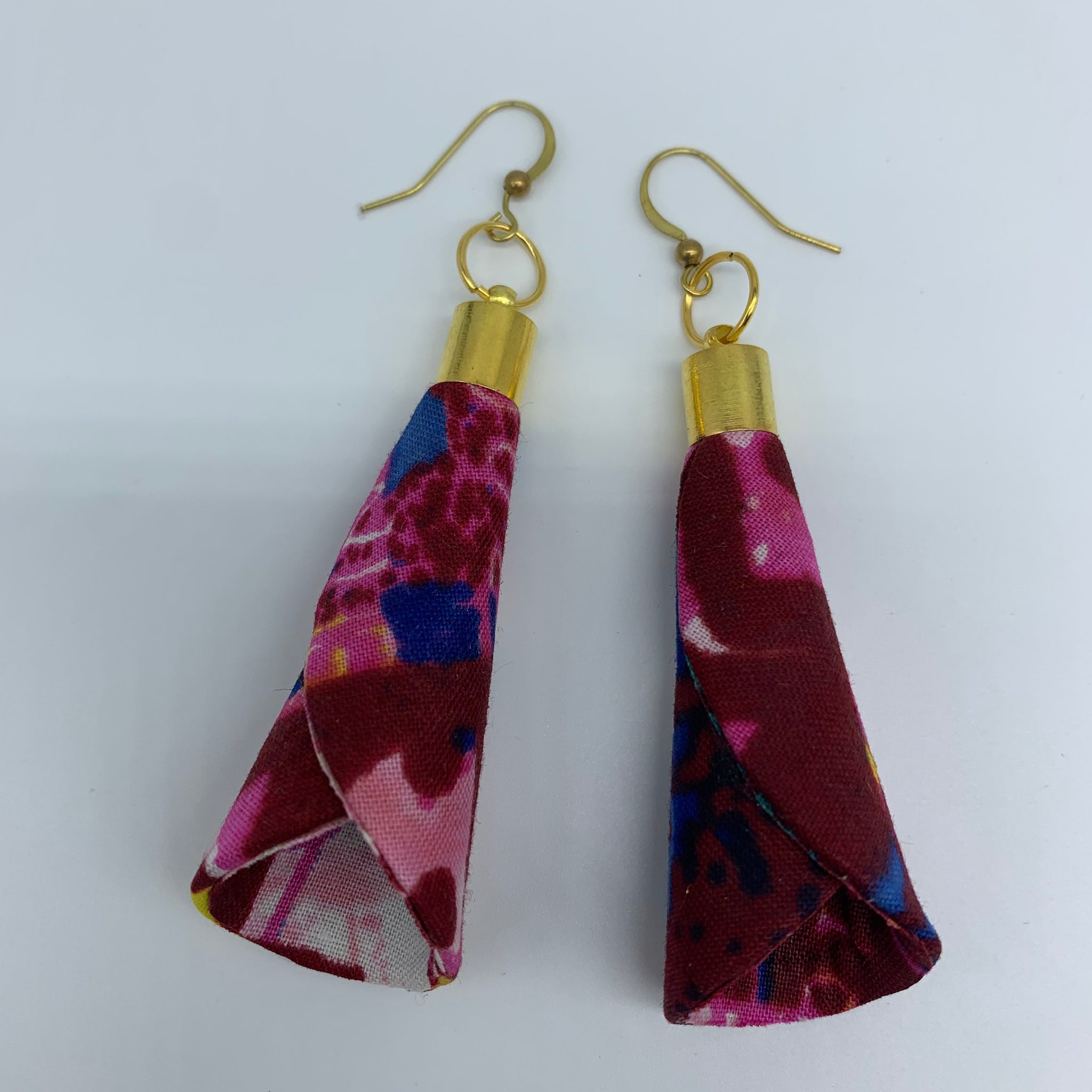 African Print Earrings- Ice Cream Cone Red Variation