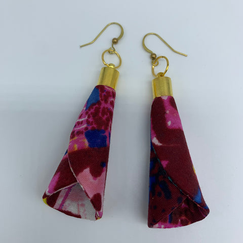 African Print Earrings- Ice Cream Cone Red Variation