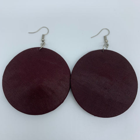 African Print Earrings-Round M Red Variation 18