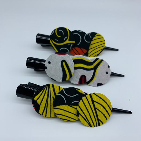 African Print Hair Clip- L Yellow Variation 2 - Lillon Boutique