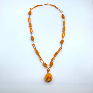 Thread W/Metal Necklace -Orange Rama - Lillon Boutique