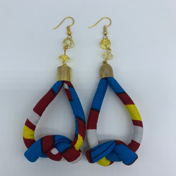 African Print Earrings-Knotted S Red Variation