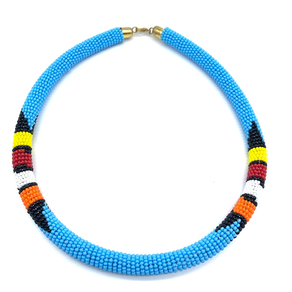 Beaded Bangle Necklace-Blue Variation 3