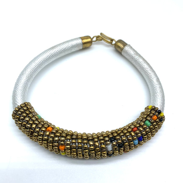 Beaded Thread Bangle-White Variation