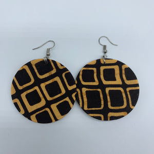 African Print Earrings-Round S Brown Variation 10