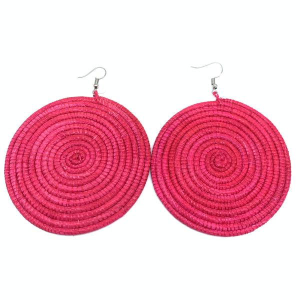 Sisal Earrings- L Red Variation