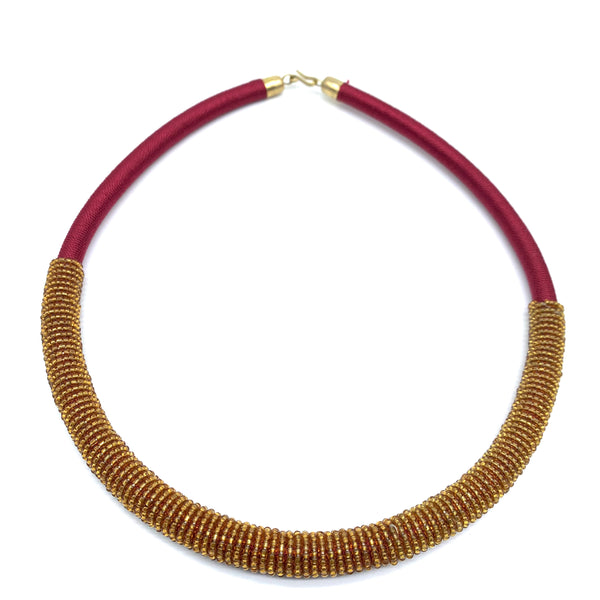 Beaded Thread  Bangle Necklace-Red Variation 2