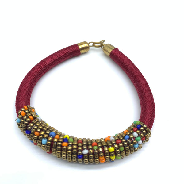 Beaded Thread Bangle-Red Variation 4