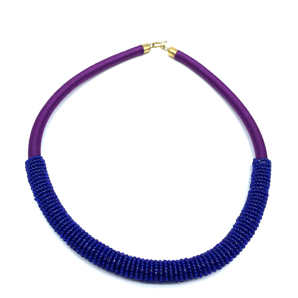 Beaded Thread  Bangle Necklace-Purple Variation