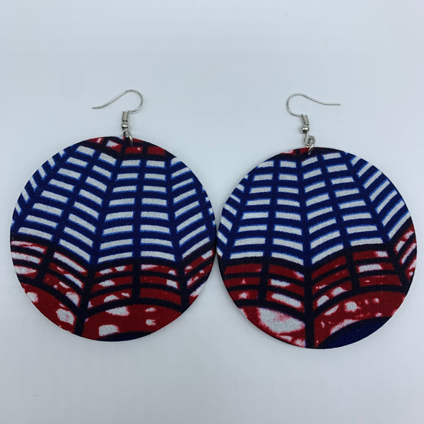 African Print Earrings-Round L Blue Variation 20