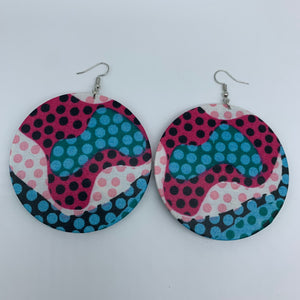 African Print Earrings-Round L Green Variation 29