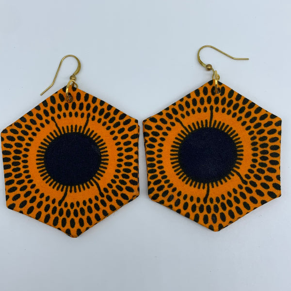 African Print Earrings-Hexa Orange Variation