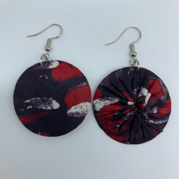 African Print Earrings-Round XS Red Variation 28