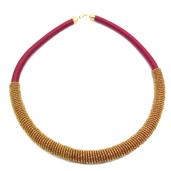 Beaded Thread  Bangle Necklace-Red Variation 2