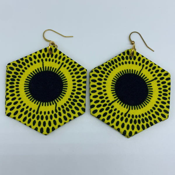 African Print Earrings-Hexa Yellow Variation