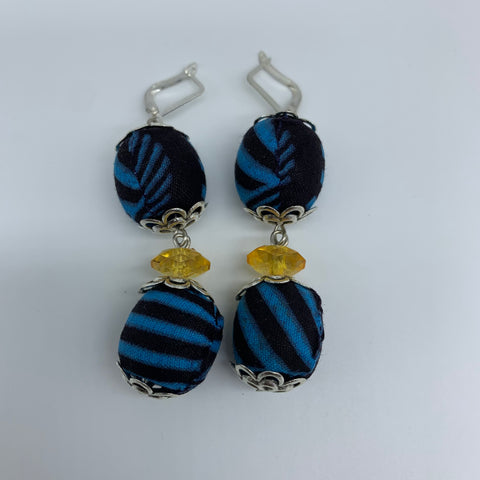 African Print Earrings-Ama Blue Variation 2