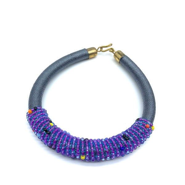 Beaded Thread Bangle-Grey Variation