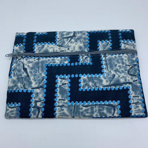 Blue padded African Print Makeup bag/Pencil case - Lillon Boutique