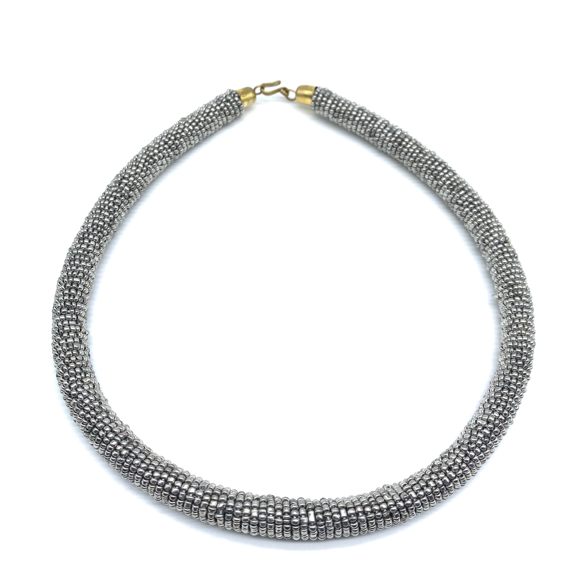 Bead Bangle Necklace-Silver Variation
