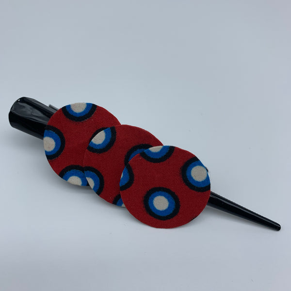 African Print Hair Clip- L Red Variation - Lillon Boutique