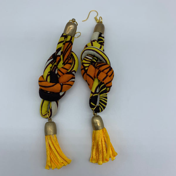 African Print Earrings-Knotted M Orange Variation