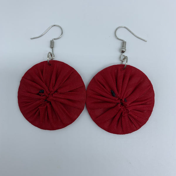 African Print Earrings-Round XS Red Variation 18