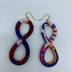 African Print Earrings-Number 8 Blue Variation